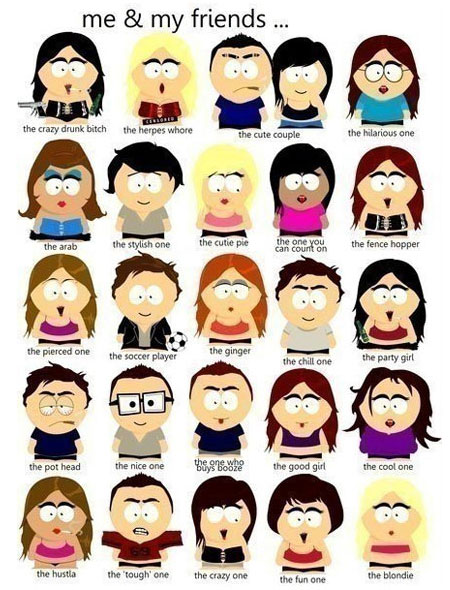 South Park cartoons characters facebook tag
