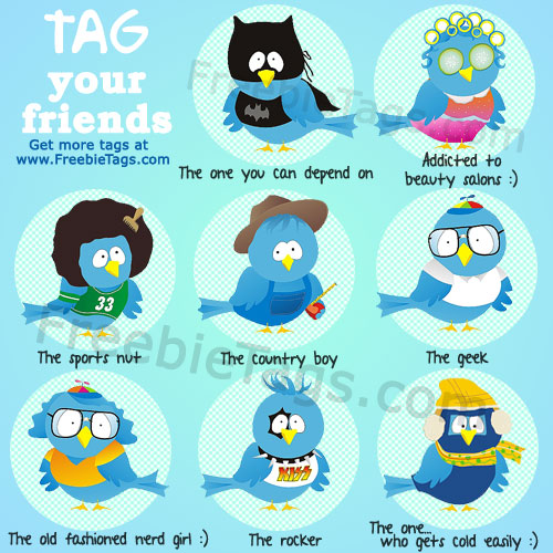 Tag your friends with funny and cute twitter birds images on facebook